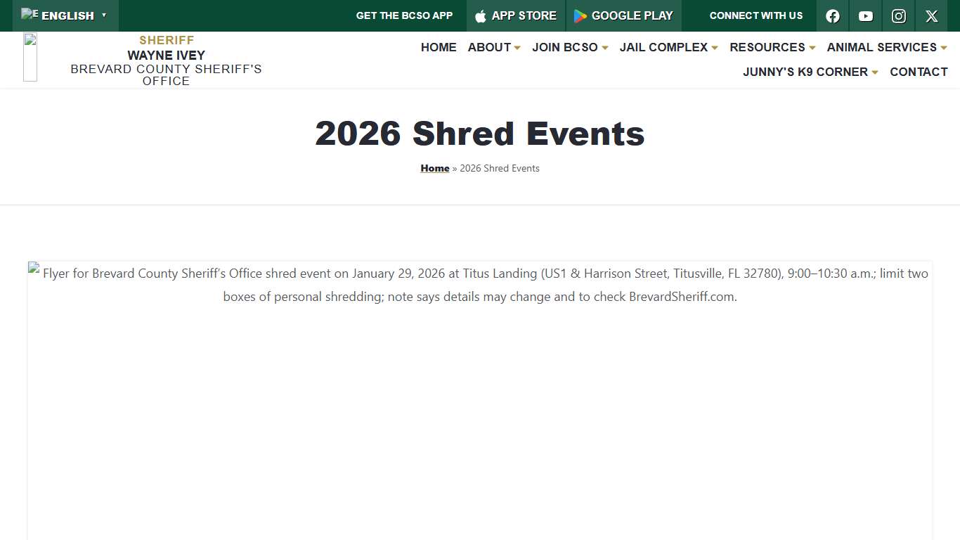 2026 Shred Events | BCSO