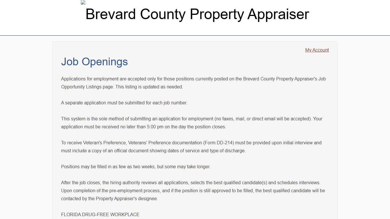 Job Openings - Brevard County Property Appraiser