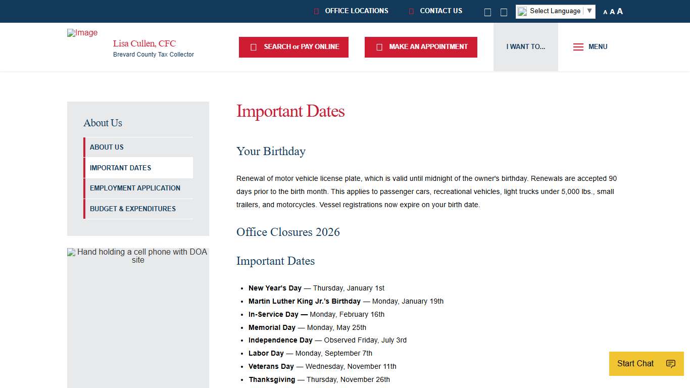 Important Dates – Brevard County Tax Collector